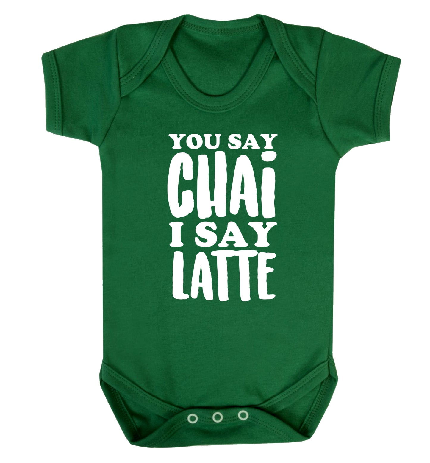 You say chai I say latte! Baby Vest green 18-24 months