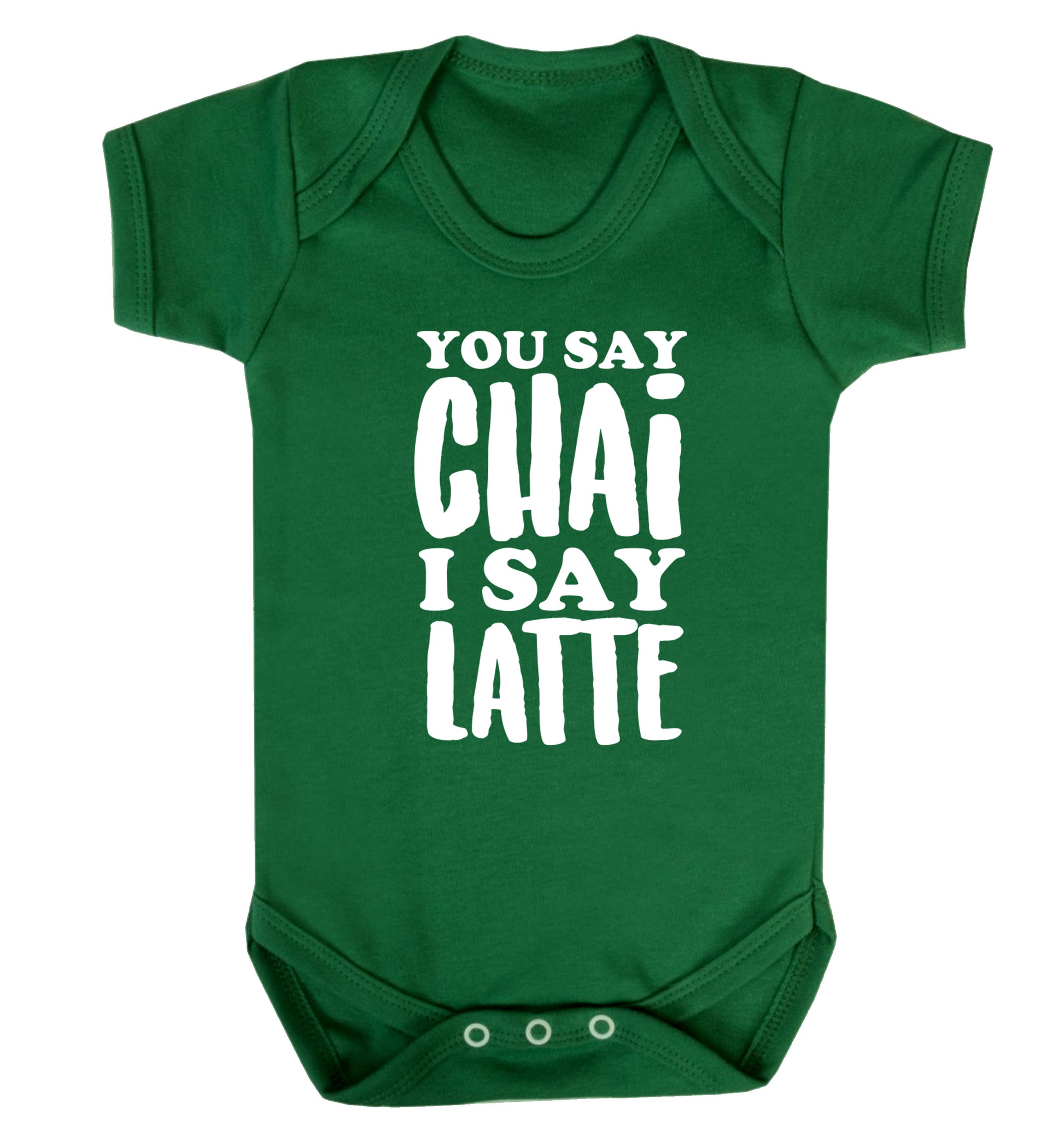 You say chai I say latte! Baby Vest green 18-24 months