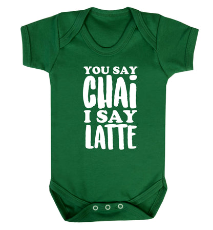 You say chai I say latte! Baby Vest green 18-24 months