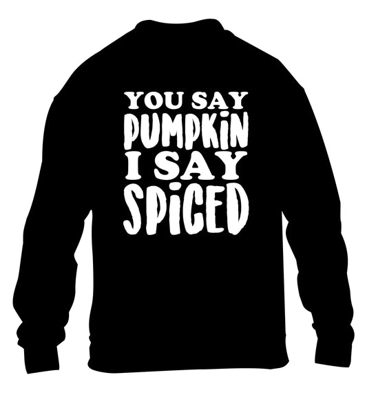You say pumpkin I say spiced! children's black sweater 12-14 Years
