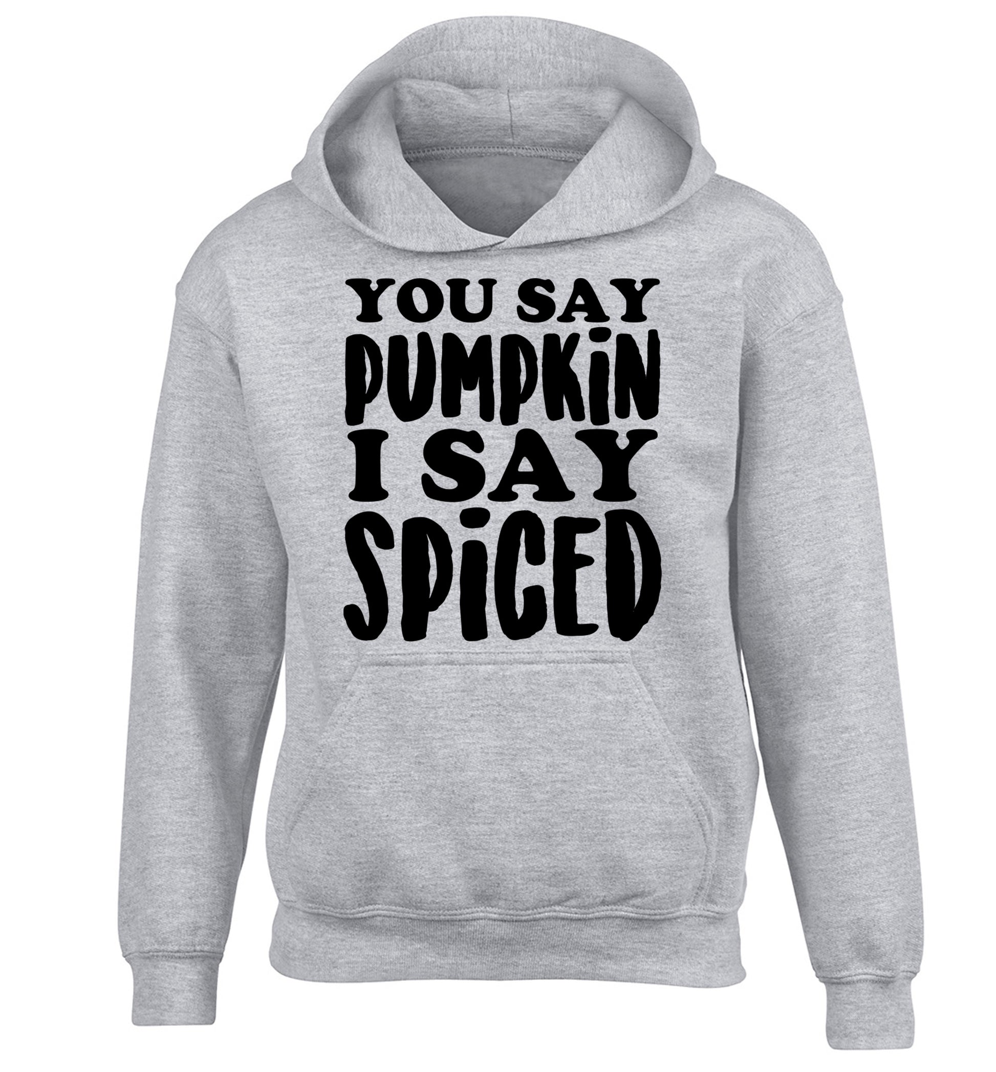 You say pumpkin I say spiced! children's grey hoodie 12-14 Years