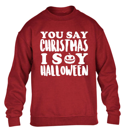 You say christmas I say halloween! children's grey sweater 12-14 Years