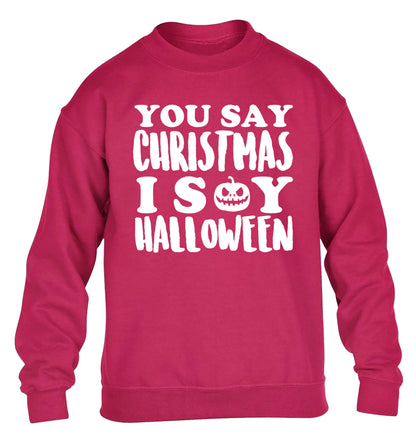 You say christmas I say halloween! children's pink sweater 12-14 Years