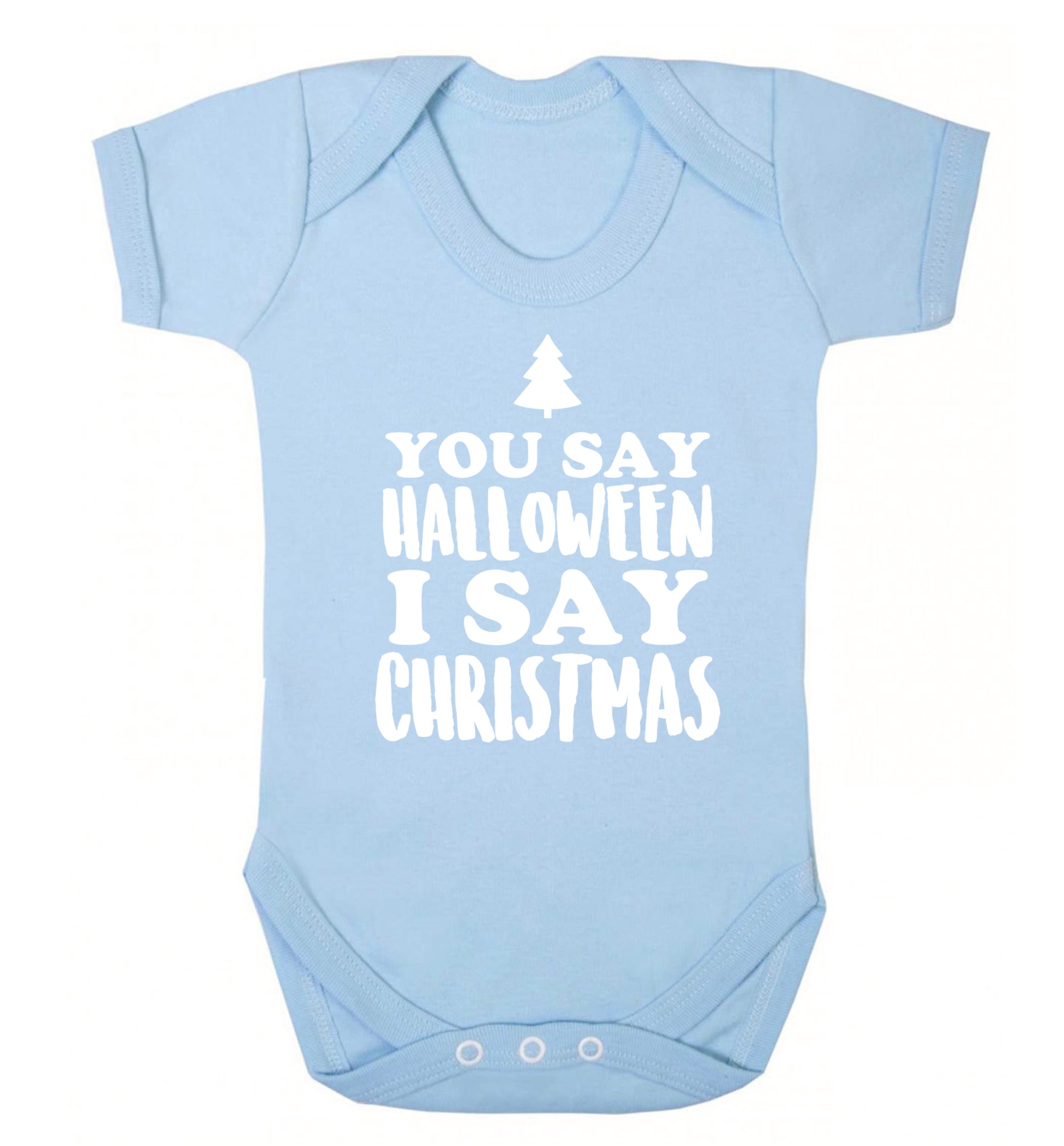 You say halloween I say christmas! Baby Vest pale blue 18-24 months