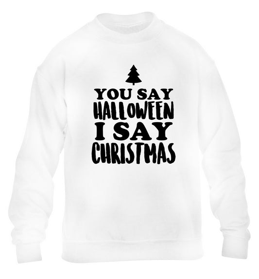 You say halloween I say christmas! children's white sweater 12-14 Years