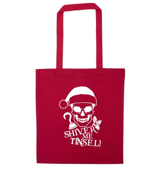 Shiver me tinsel red tote bag