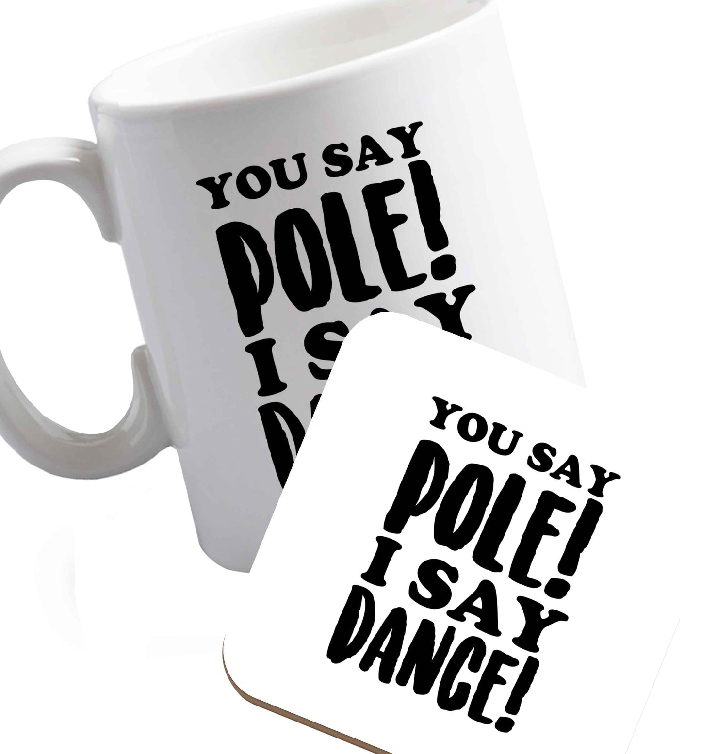 10 oz Favourite Type Pan Pancake ceramic mug and coaster set right handed
