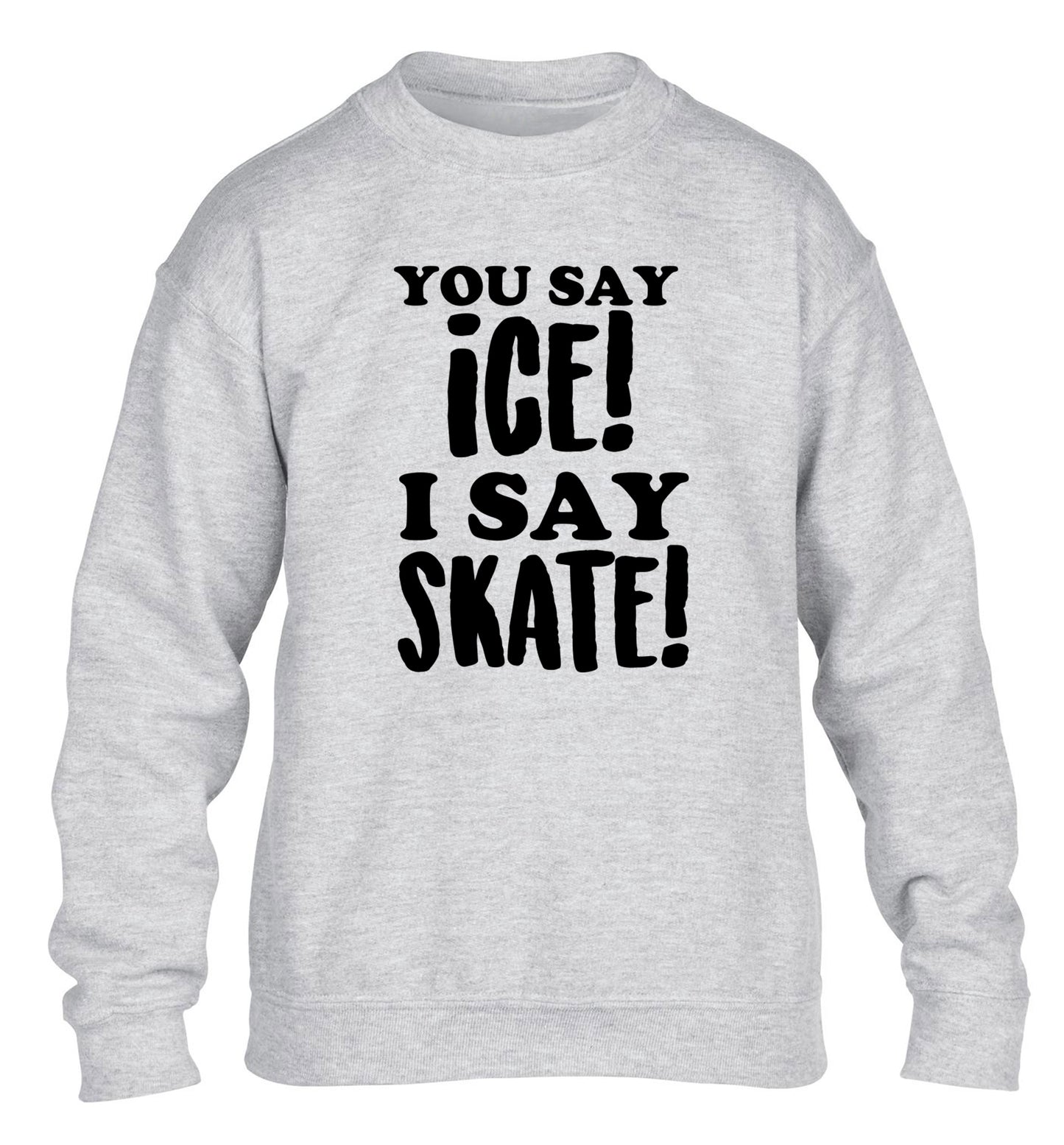 You say ice I say skate children's grey sweater 12-13 Years
