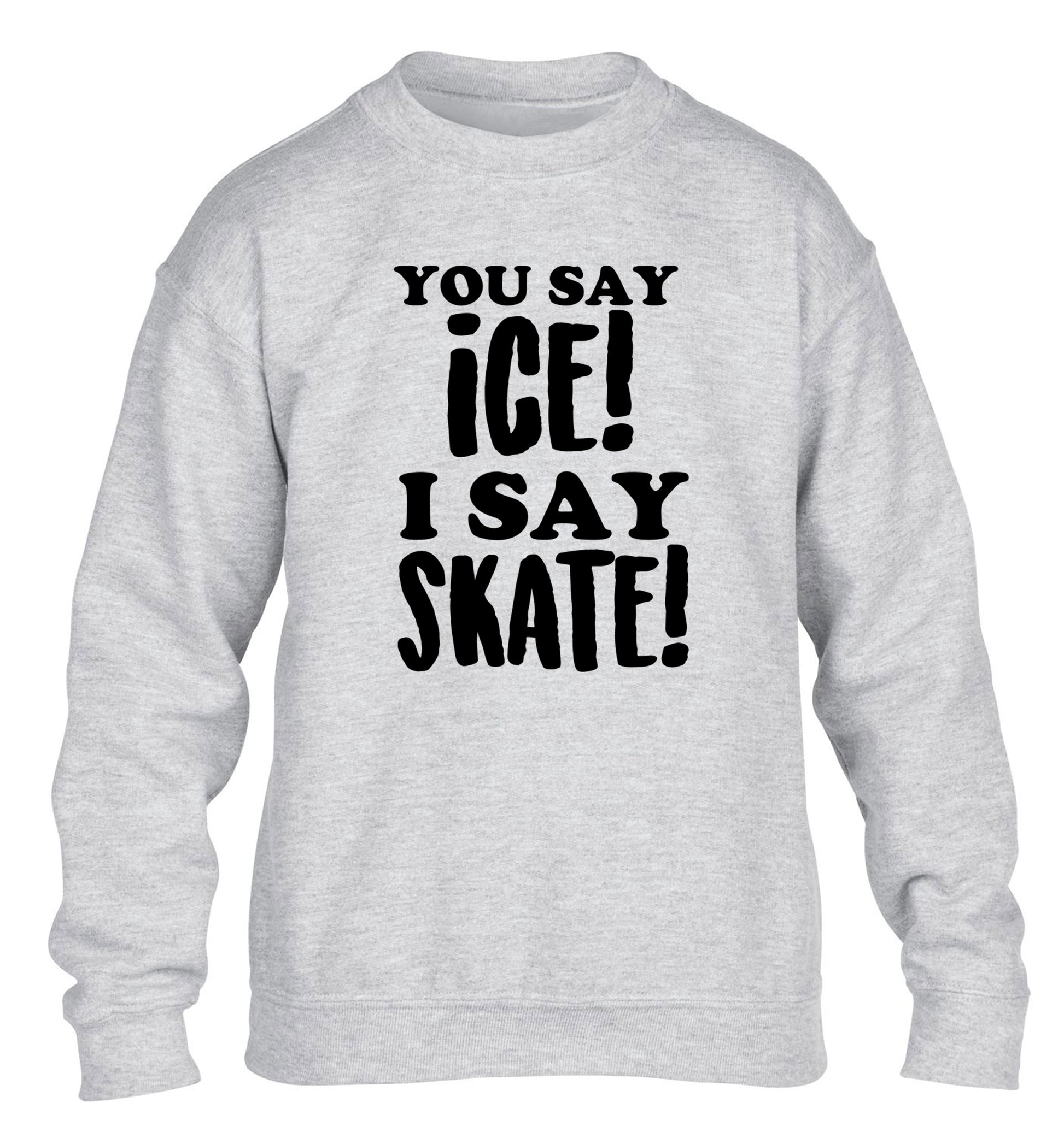 You say ice I say skate children's grey sweater 12-13 Years