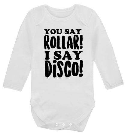 You say roller I say disco! Baby Vest long sleeved white 6-12 months