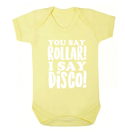 You say roller I say disco! Baby Vest pale yellow 18-24 months