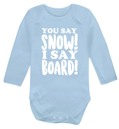 You say snow I say board! Baby Vest long sleeved pale blue 6-12 months