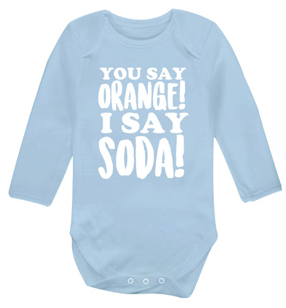 You say orange I say soda! Baby Vest long sleeved pale blue 6-12 months