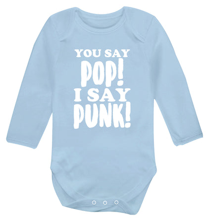 You say pop I say punk! Baby Vest long sleeved pale blue 6-12 months