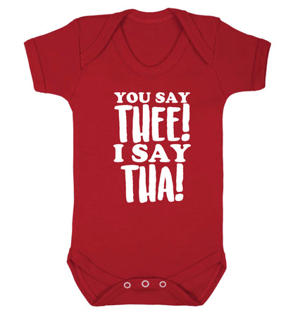 You say thee I say tha Baby Vest red 18-24 months