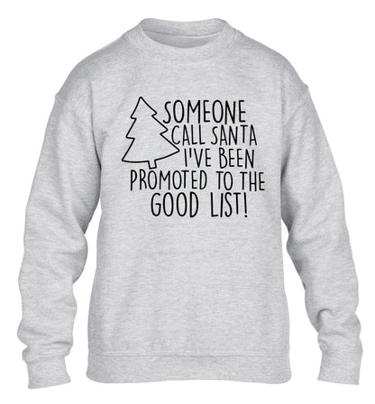 Someone call santa I've been promoted to the good list! children's grey sweater 12-14 Years