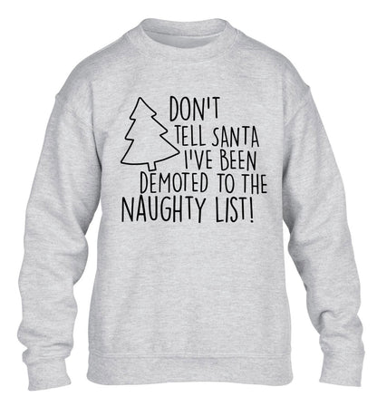 Someone call santa I've been promoted to the naughty list! children's grey sweater 12-14 Years