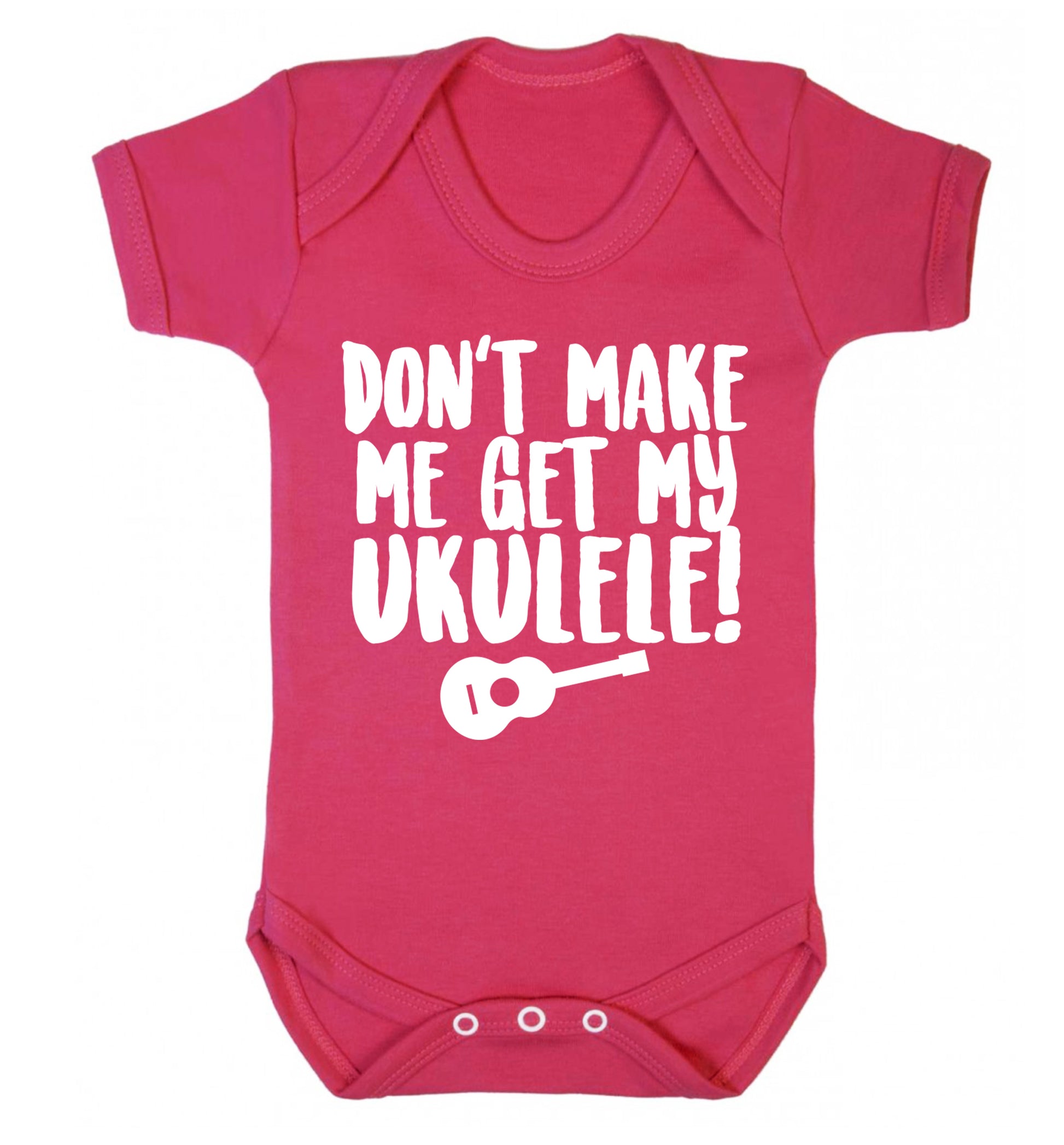 Don't make me get my ukulele Baby Vest dark pink 18-24 months