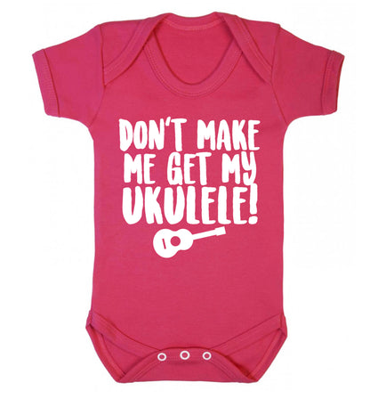 Don't make me get my ukulele Baby Vest dark pink 18-24 months