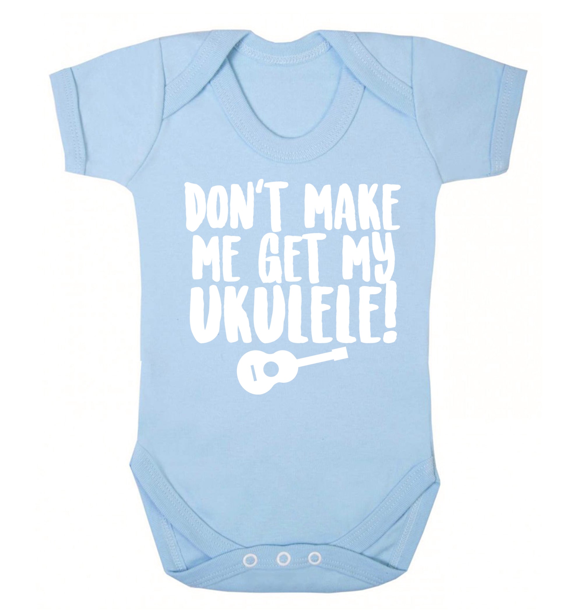 Don't make me get my ukulele Baby Vest pale blue 18-24 months
