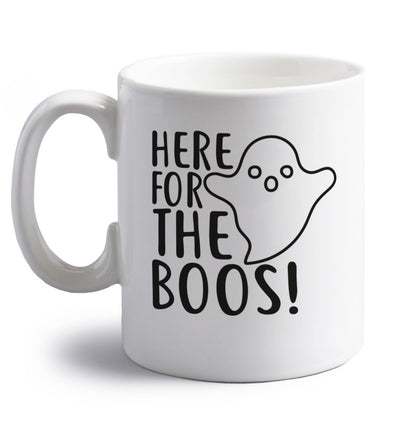 Here for the boos right handed white ceramic mug 