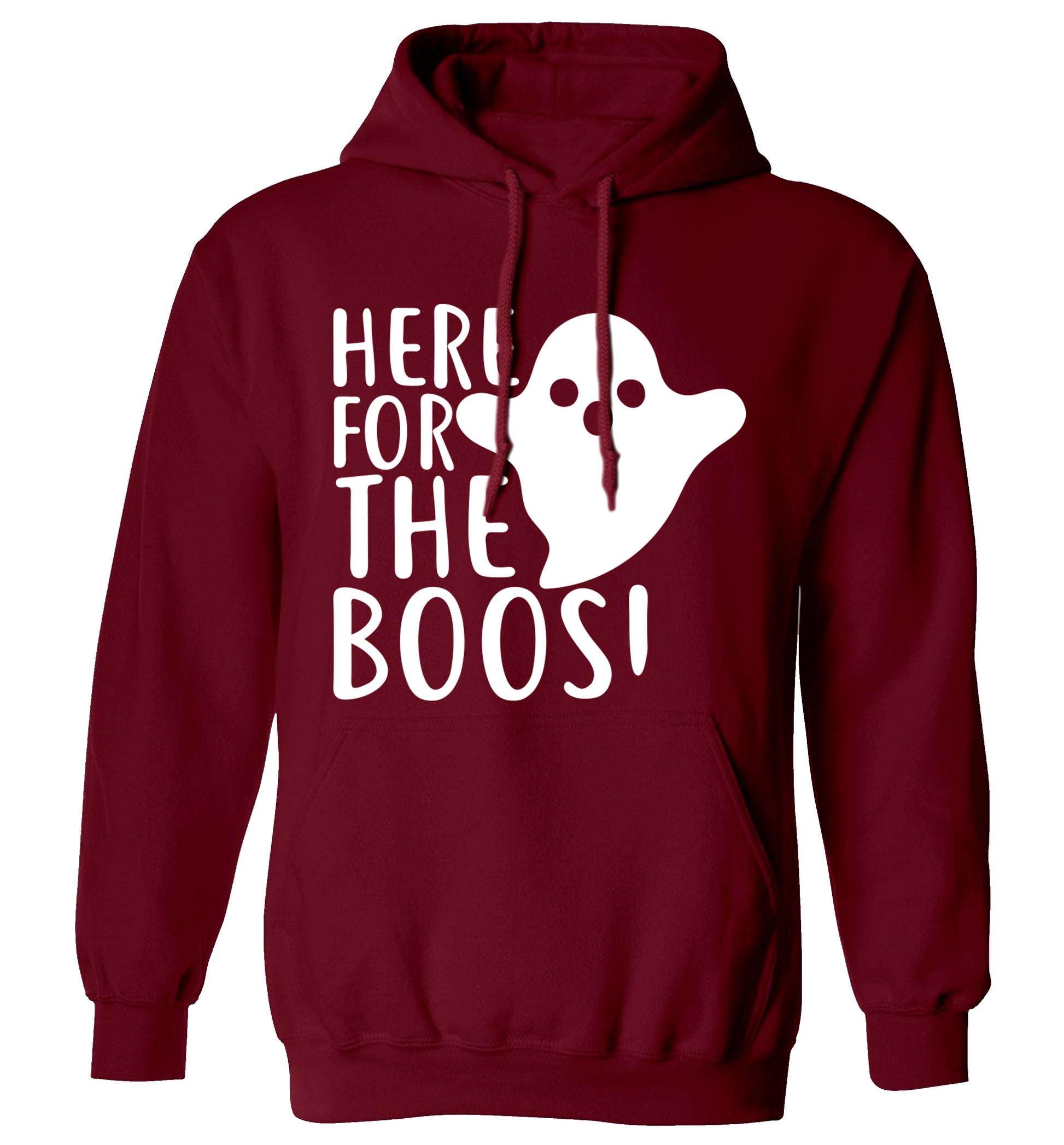 Here for the boos adults unisex maroon hoodie 2XL