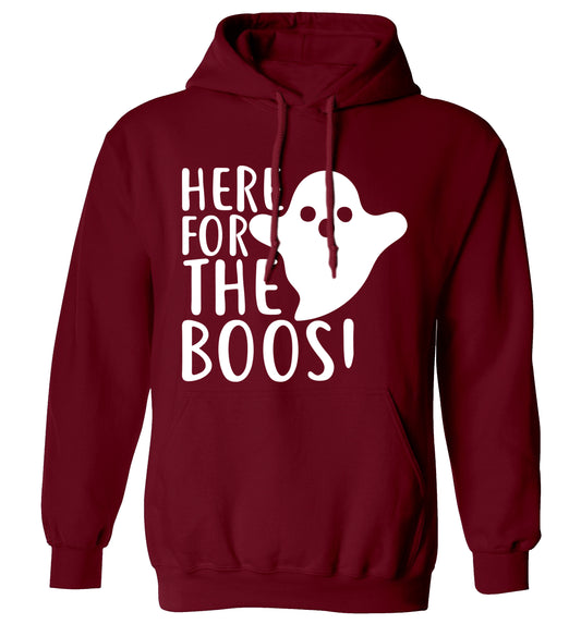 Here for the boos adults unisex maroon hoodie 2XL