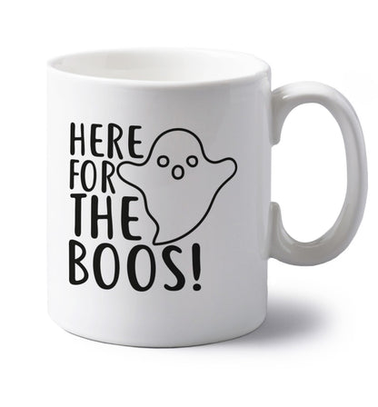 Here for the boos left handed white ceramic mug 