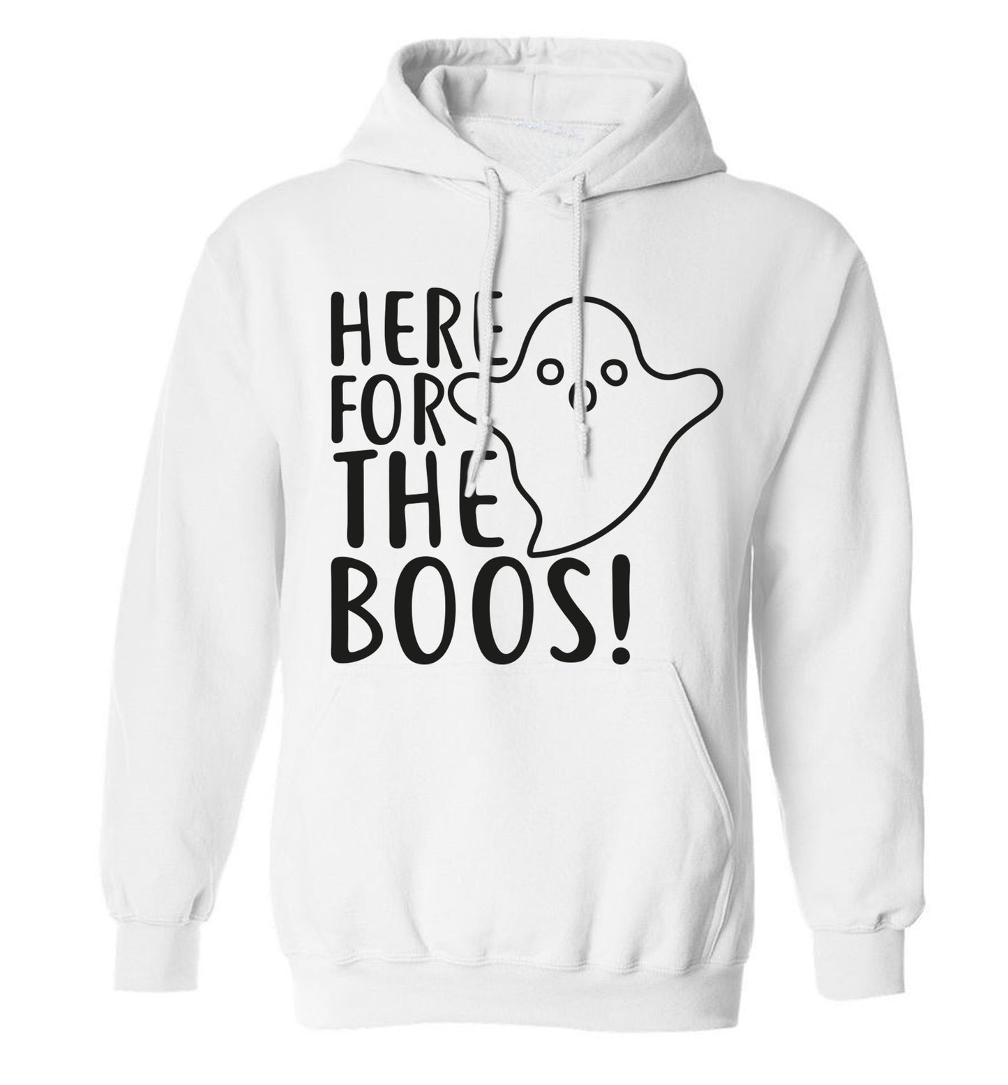 Here for the boos adults unisex white hoodie 2XL