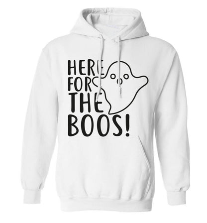 Here for the boos adults unisex white hoodie 2XL