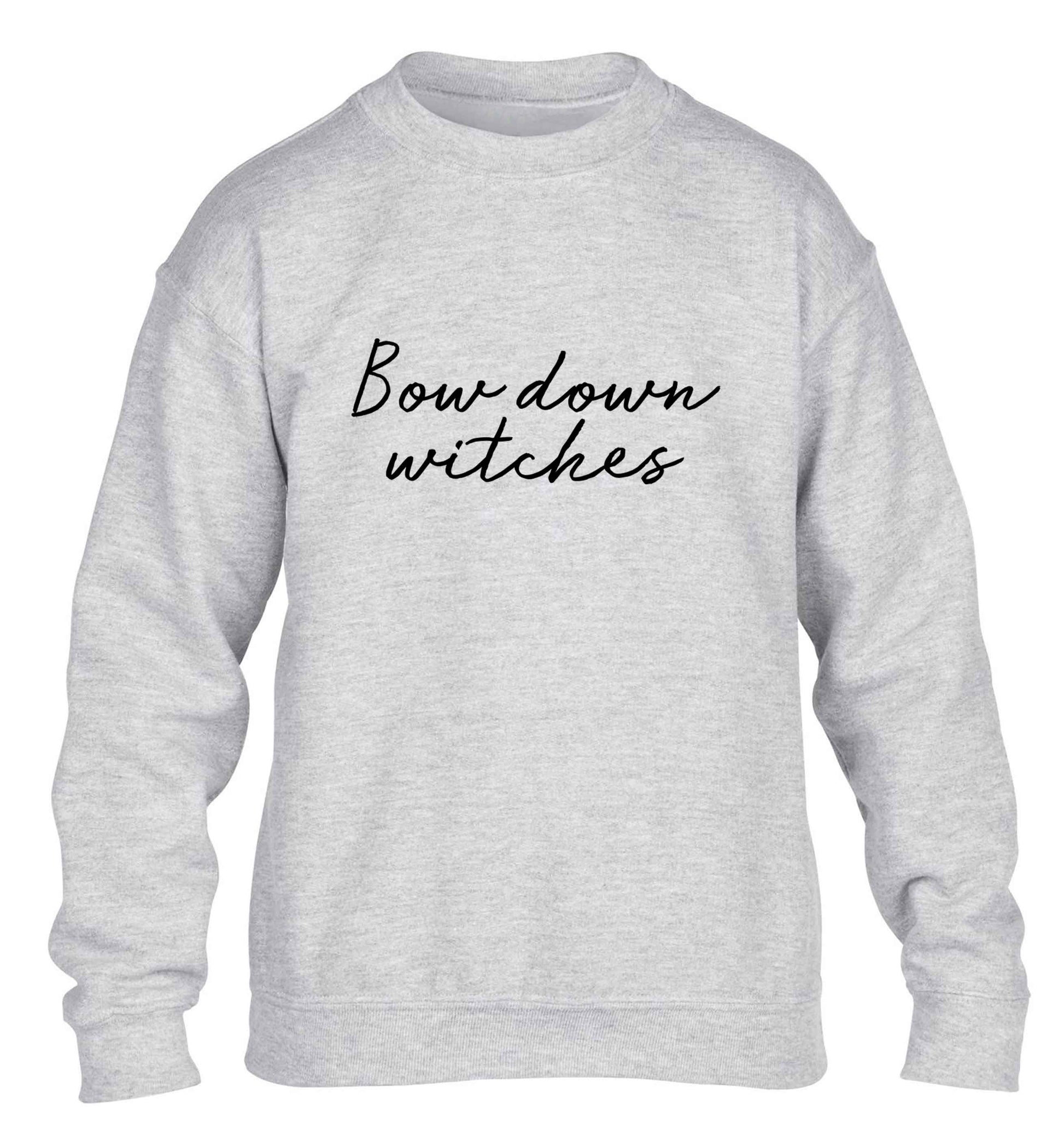 Bow down witches children's grey sweater 12-13 Years