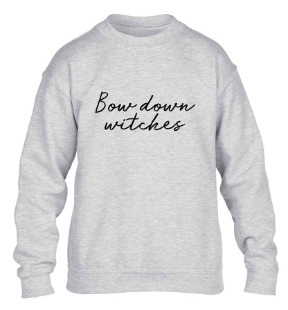Bow down witches children's grey sweater 12-13 Years