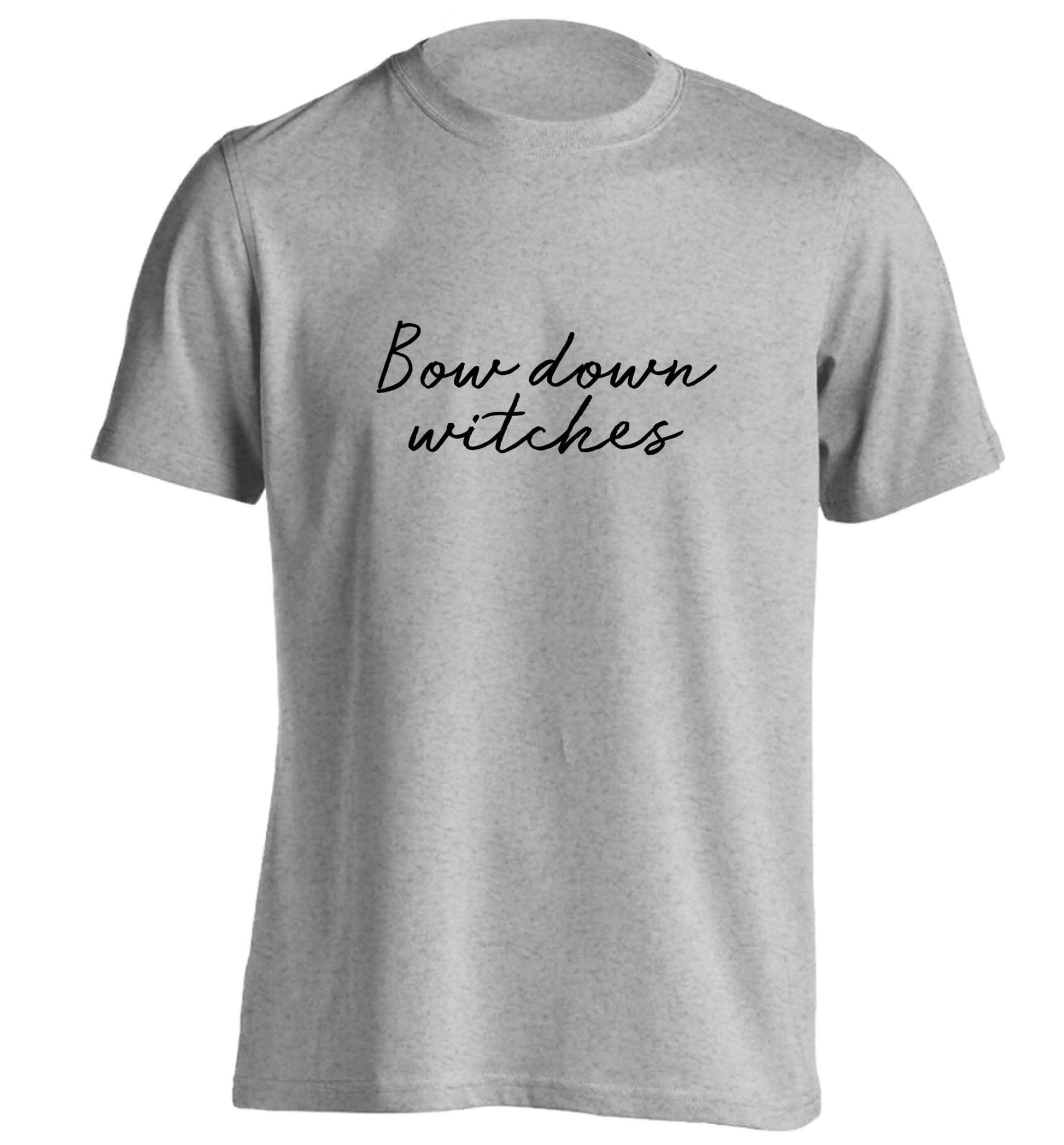 Bow down witches adults unisex grey Tshirt 2XL