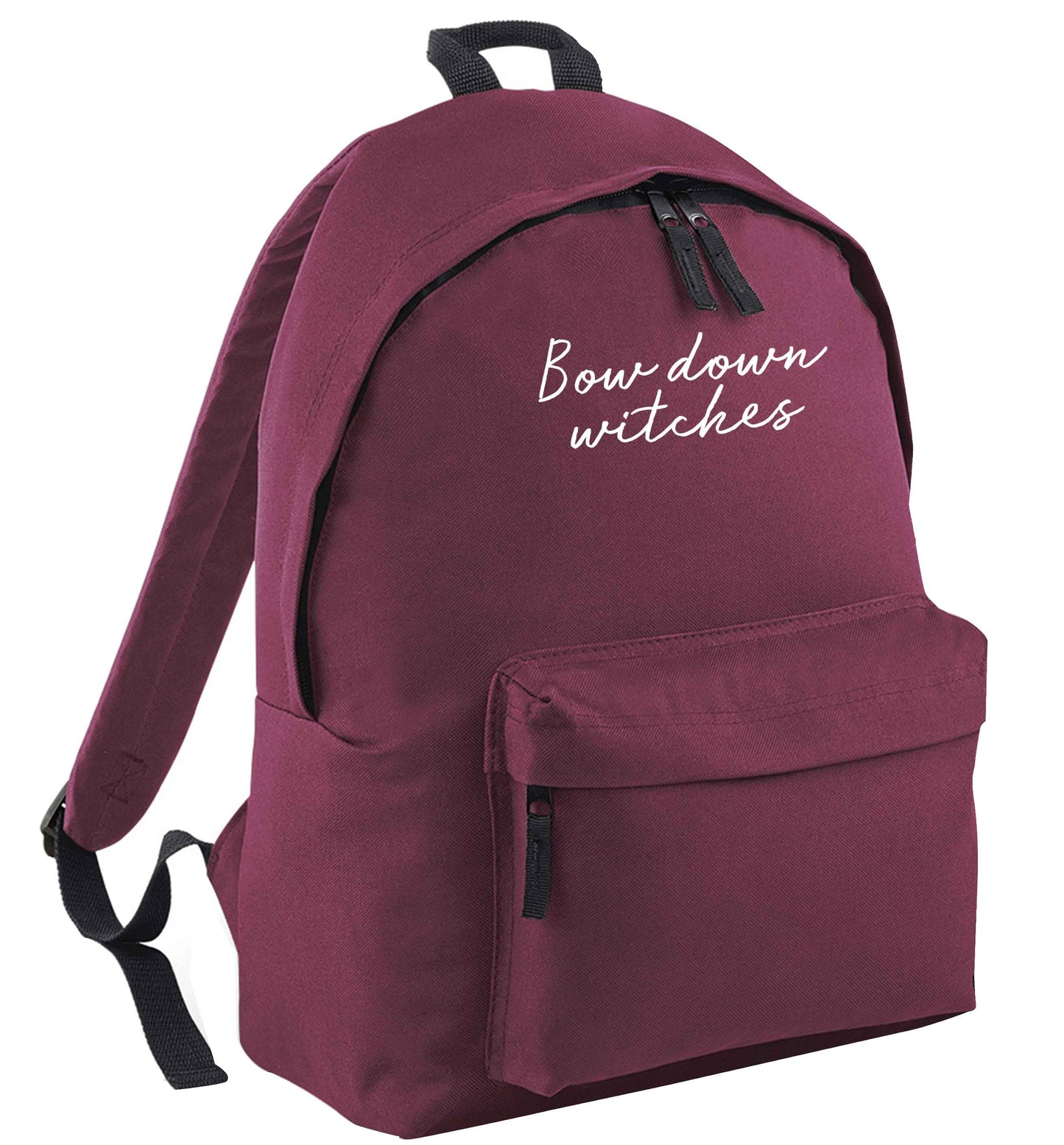 Bow down witches maroon adults backpack