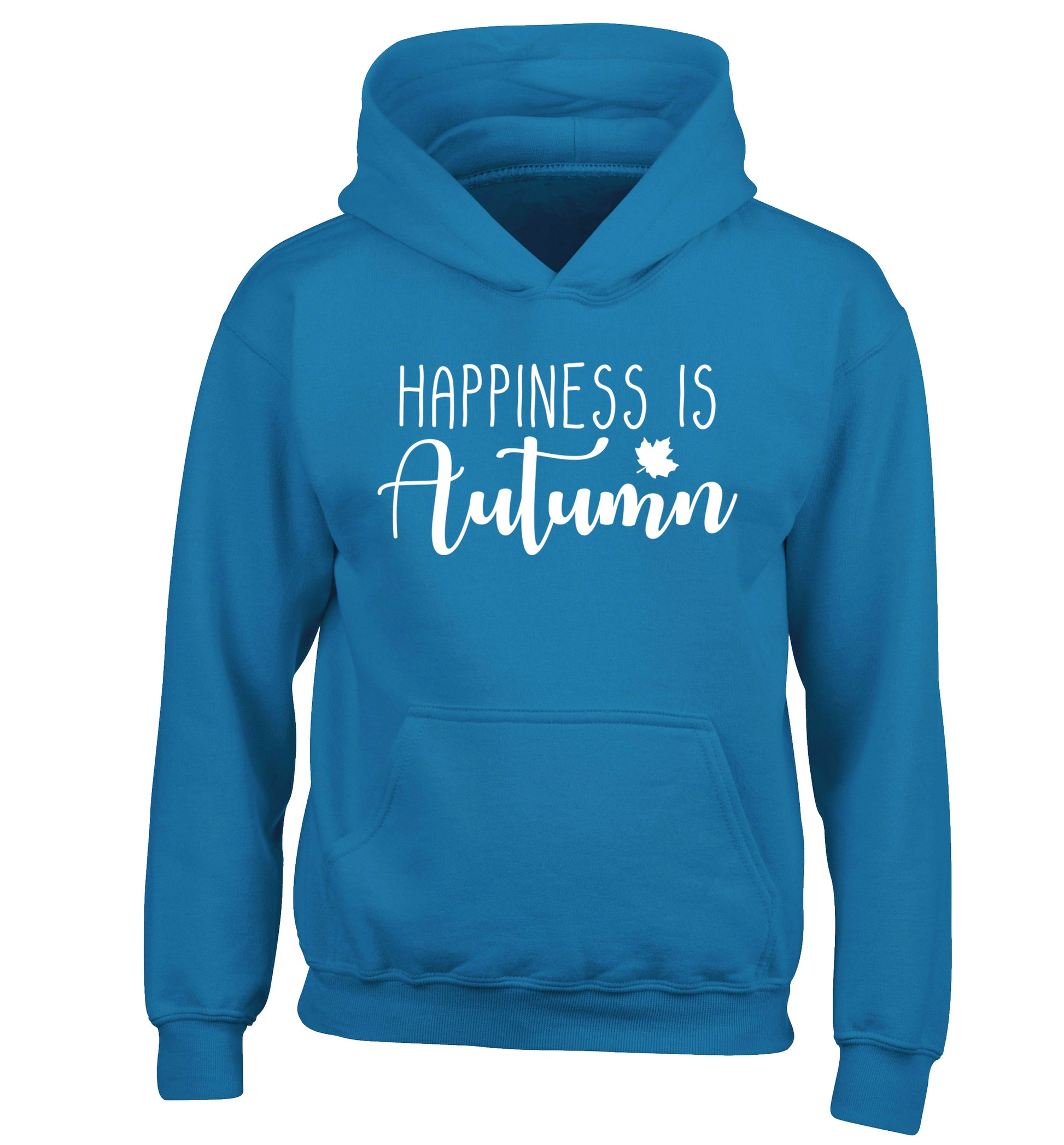 Happiness is autumn children's blue hoodie 12-14 Years