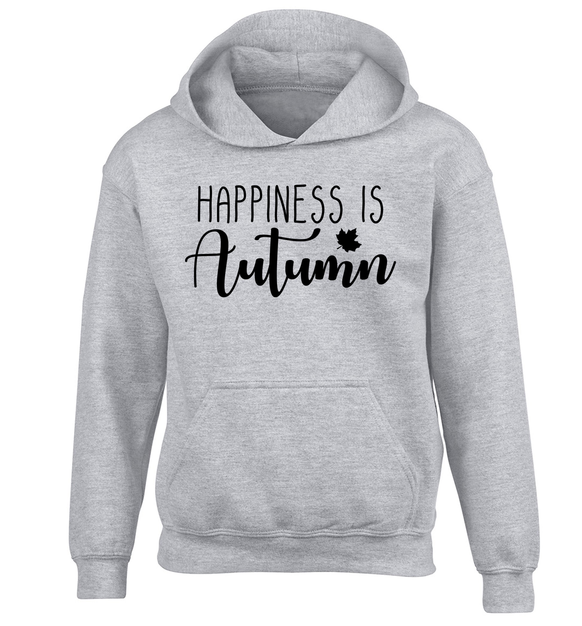 Happiness is autumn children's grey hoodie 12-14 Years