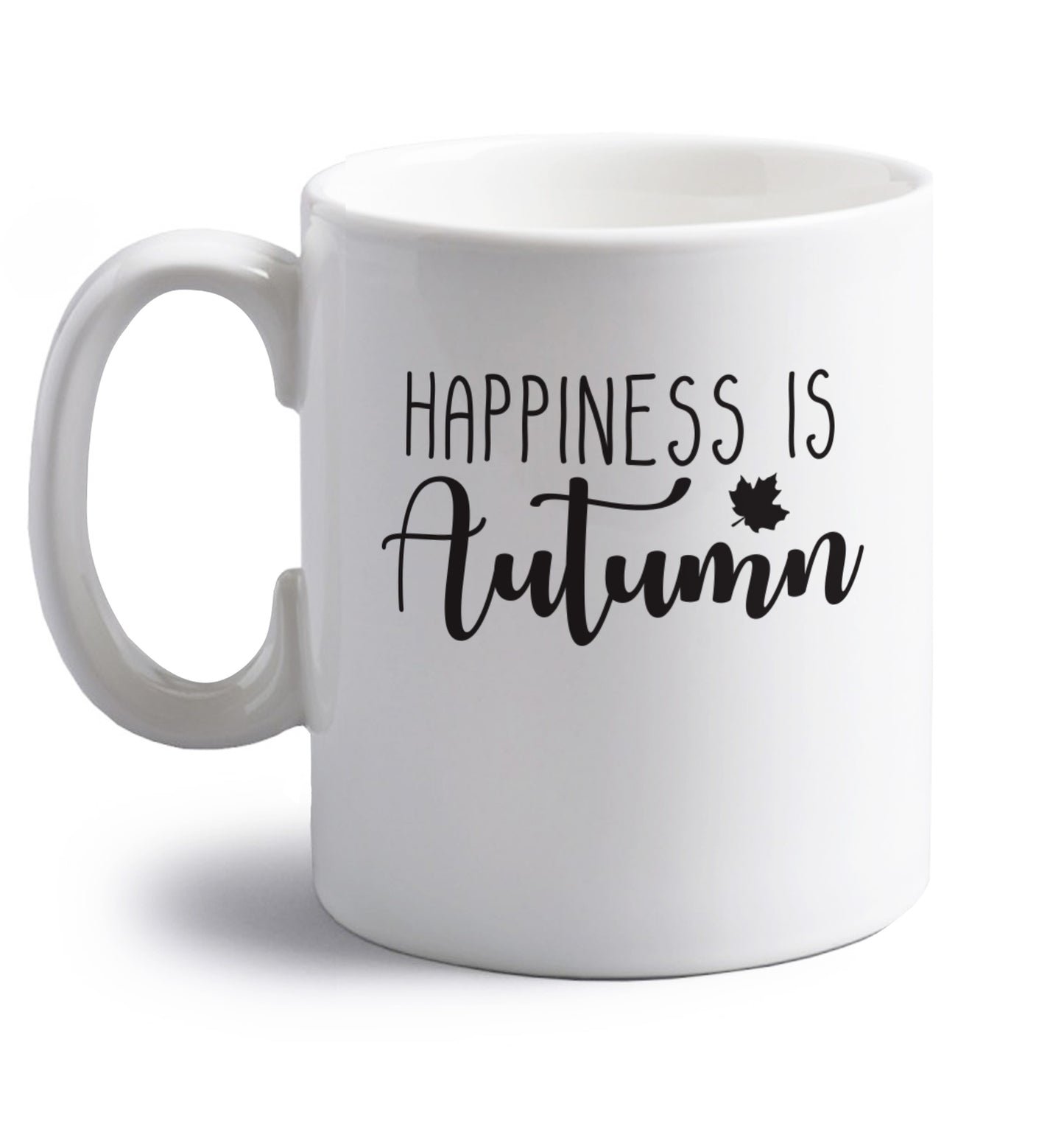 Happiness is autumn right handed white ceramic mug 