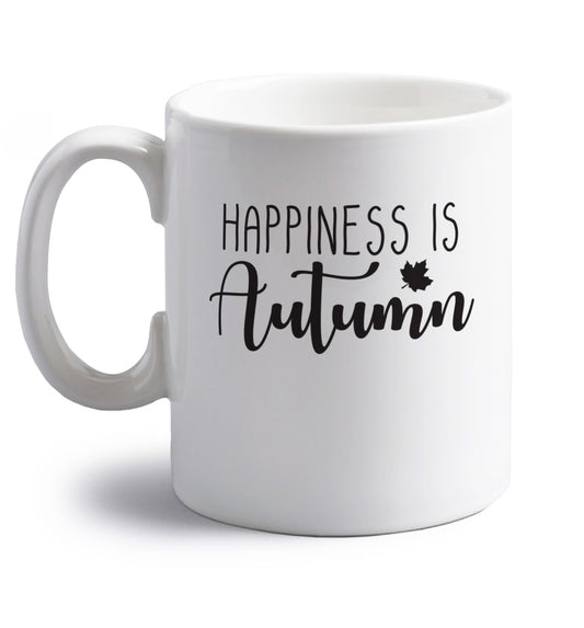 Happiness is autumn right handed white ceramic mug 