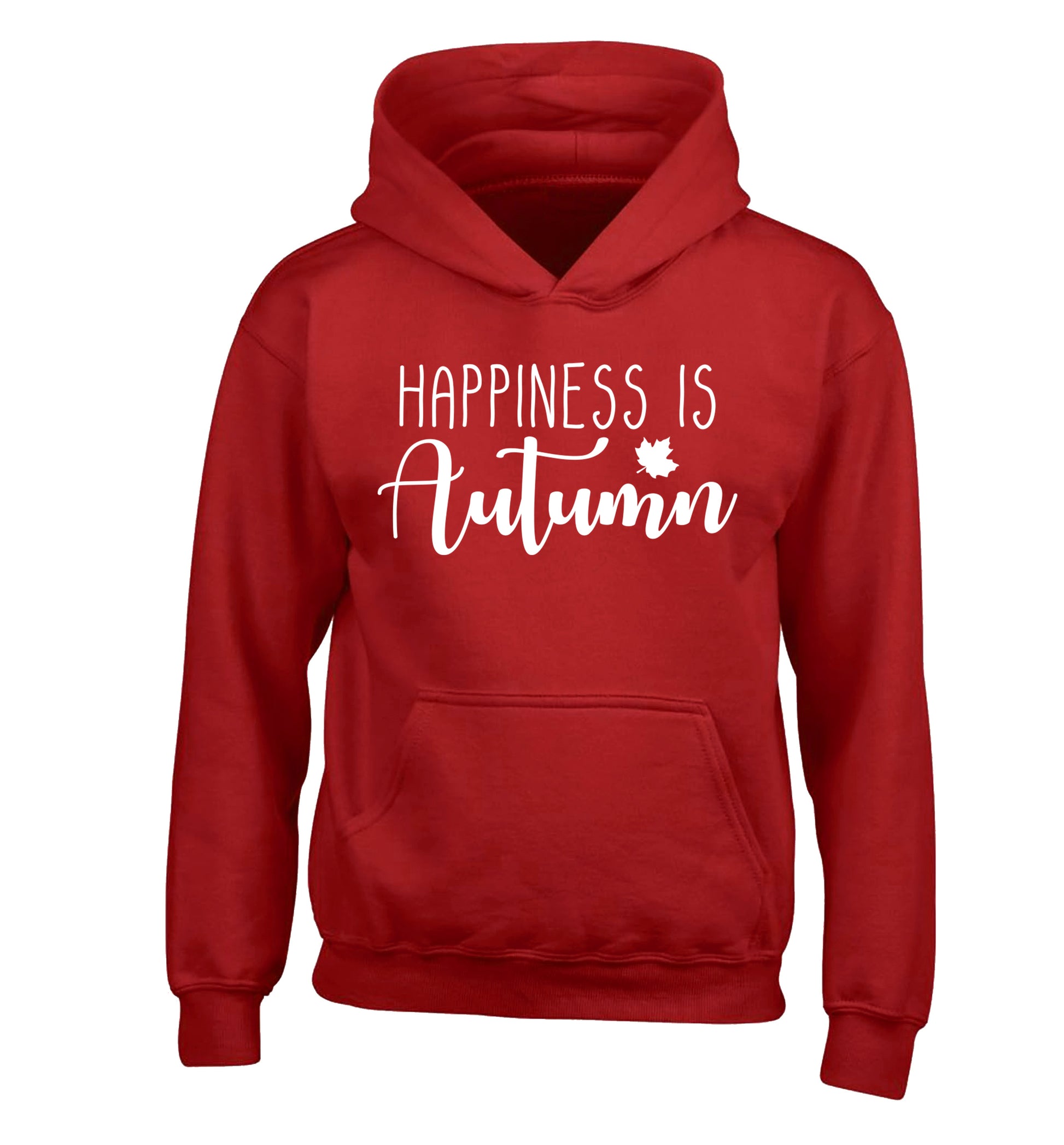Happiness is autumn children's red hoodie 12-14 Years