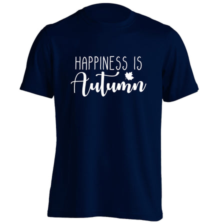 Happiness is autumn adults unisex navy Tshirt 2XL