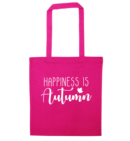 Happiness is autumn pink tote bag
