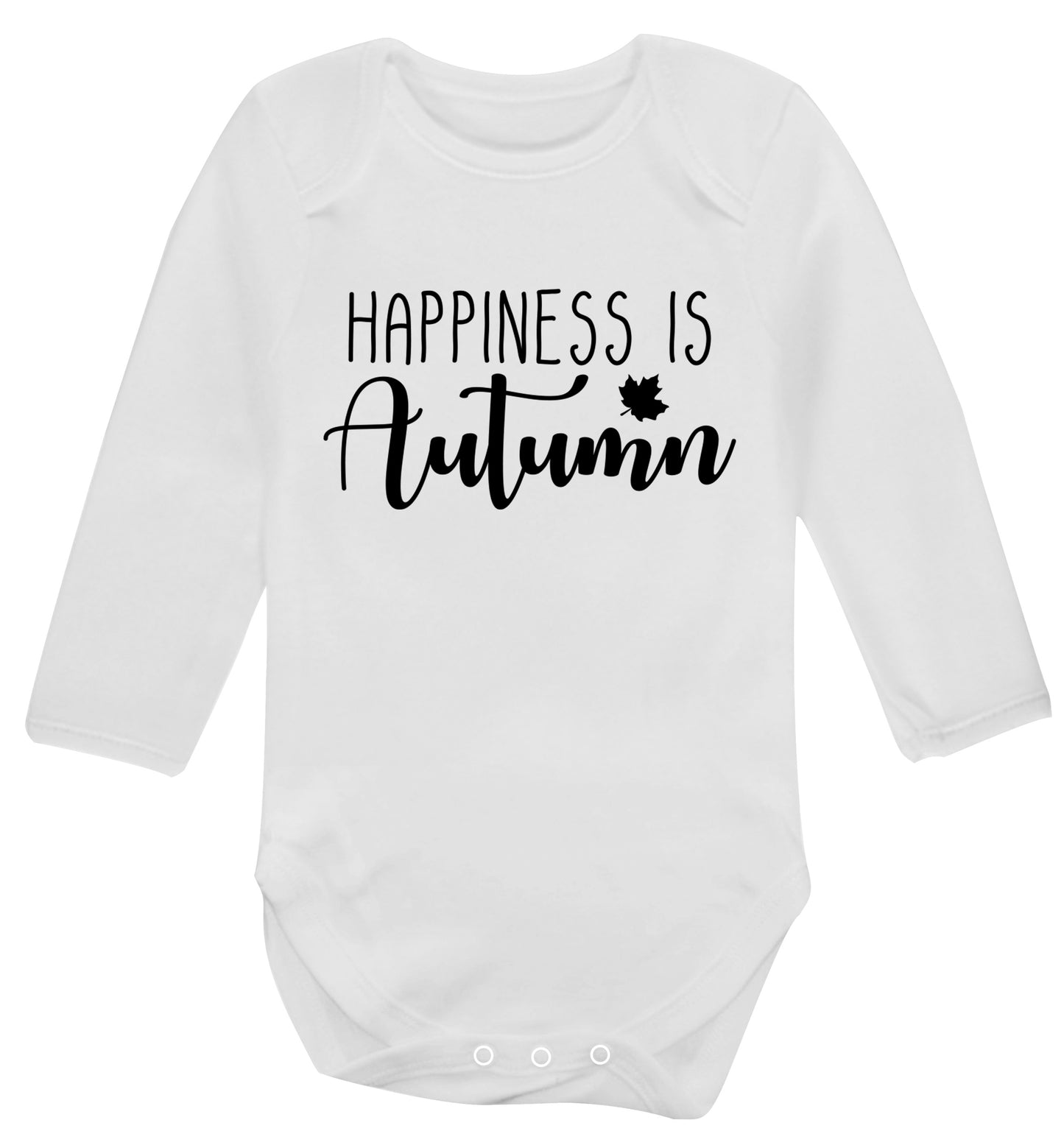 Happiness is autumn Baby Vest long sleeved white 6-12 months