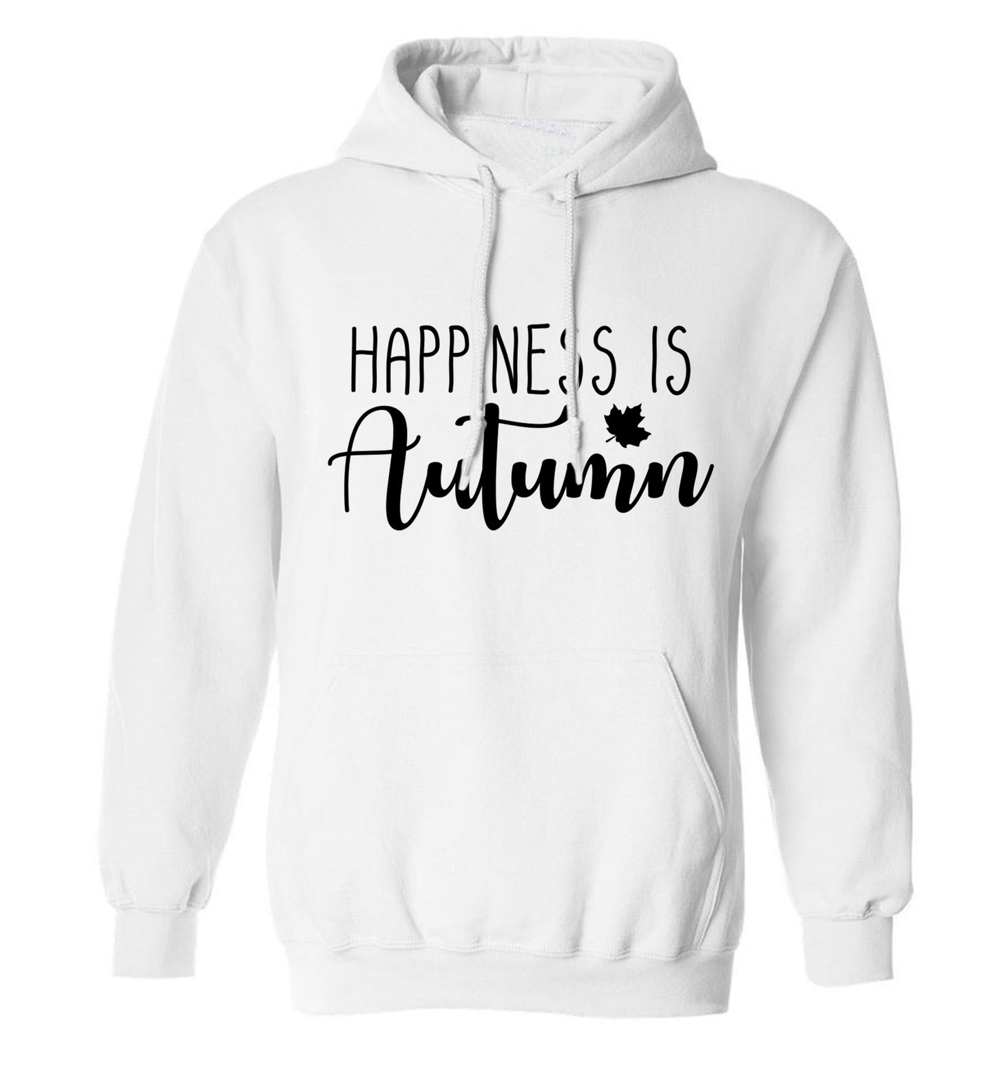 Happiness is autumn adults unisex white hoodie 2XL