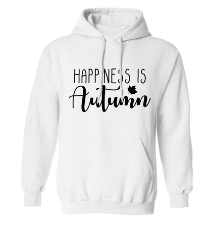 Happiness is autumn adults unisex white hoodie 2XL