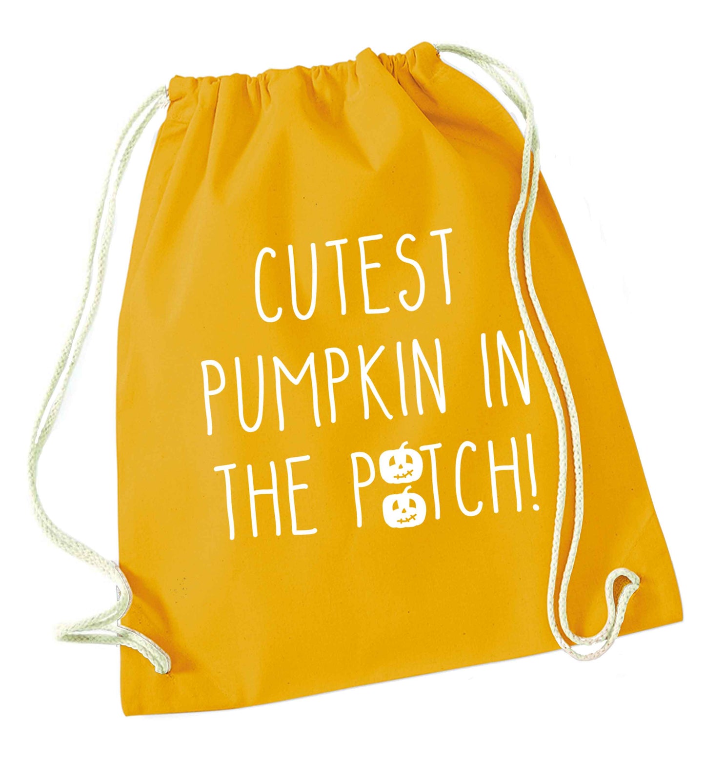 Calm Pumpkin Season mustard drawstring bag