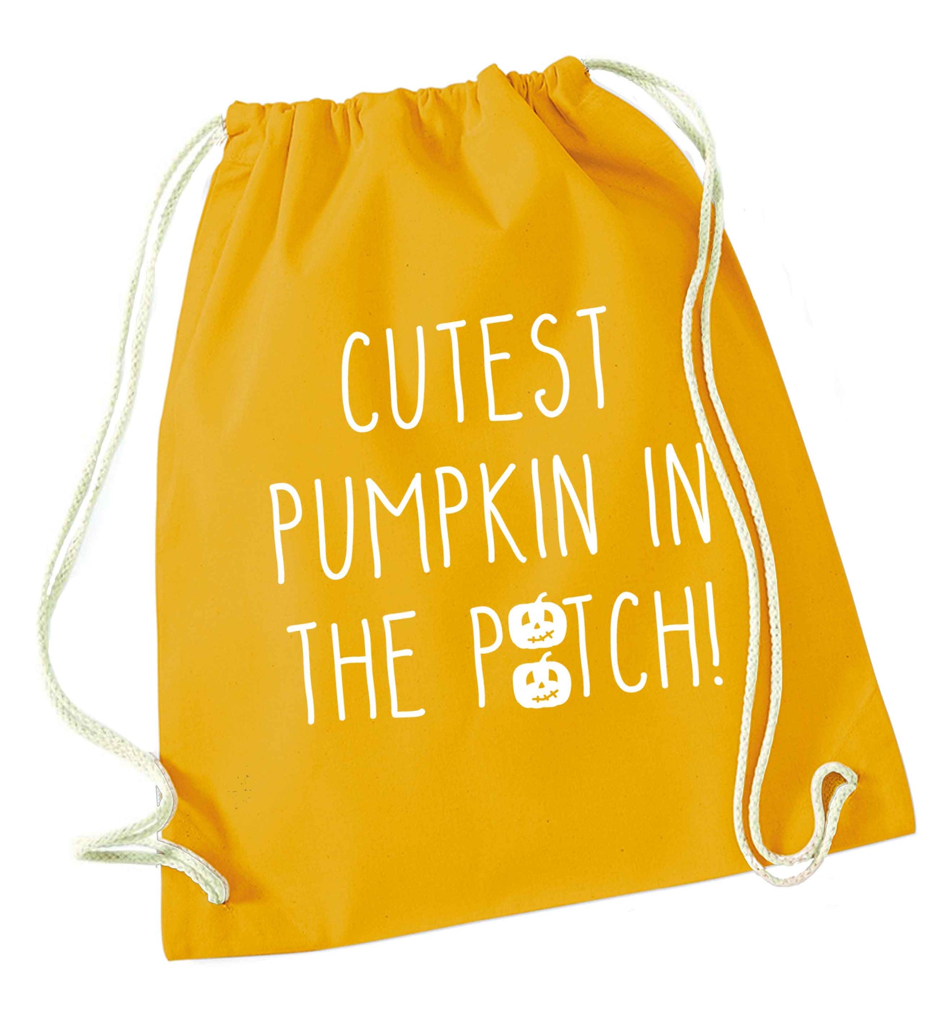 Calm Pumpkin Season mustard drawstring bag