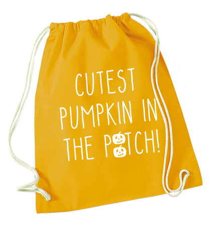 Calm Pumpkin Season mustard drawstring bag