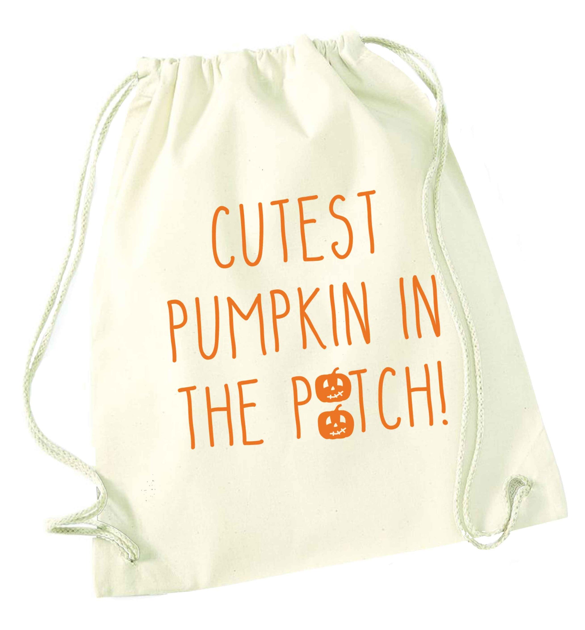 Calm Pumpkin Season natural drawstring bag