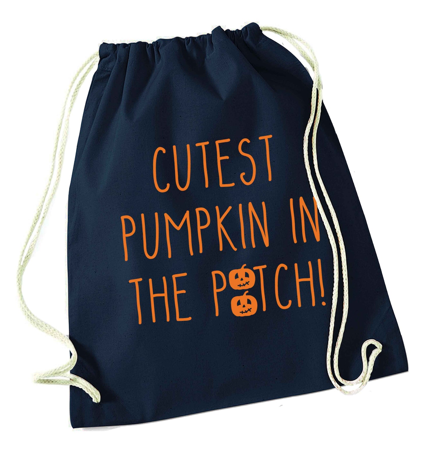 Calm Pumpkin Season navy drawstring bag