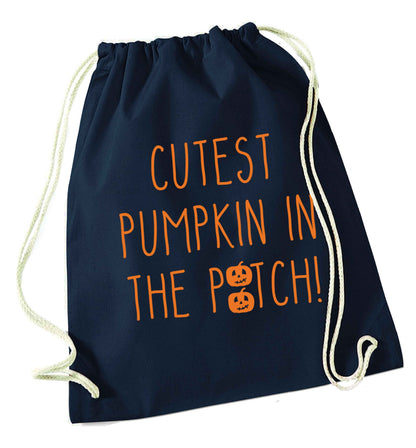 Calm Pumpkin Season navy drawstring bag